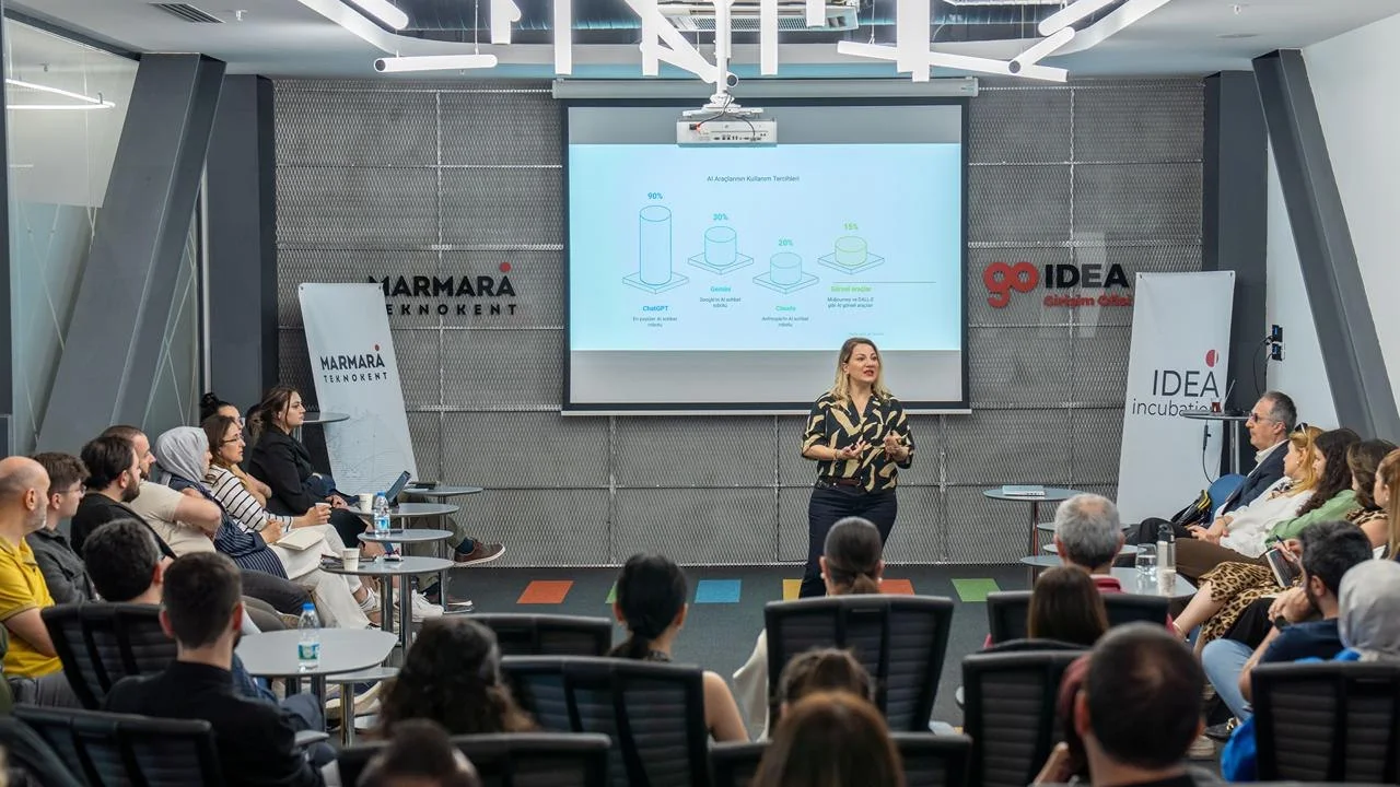 Ilkem facilitating an AI session at Marmara Teknokent